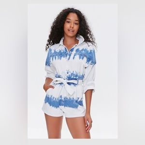 BLEACH DYE DENIM ROMPER